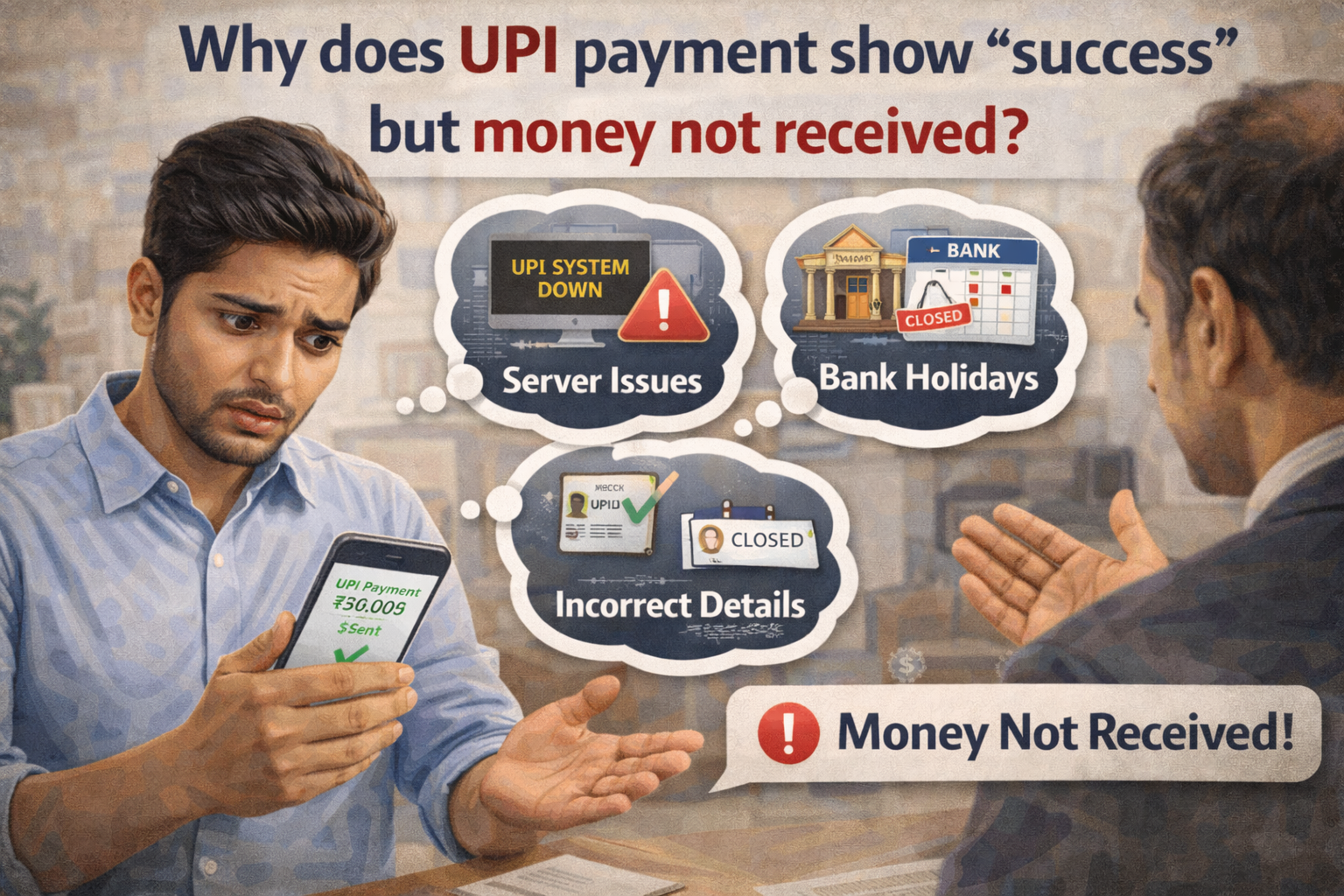 Why does UPI payment show “success” but money not received